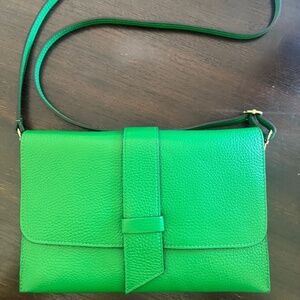 Italian leather Kelly green clutch/crossbody